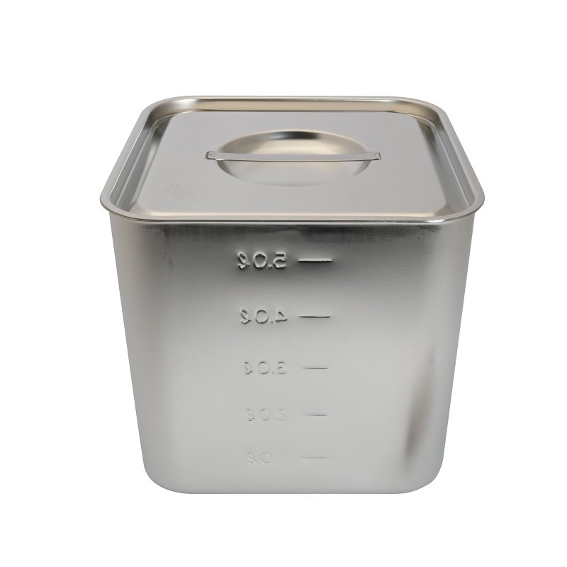 HACCP】【NSF】18-8 深型角キッチンポット 目盛付 3.6L SH-4215D