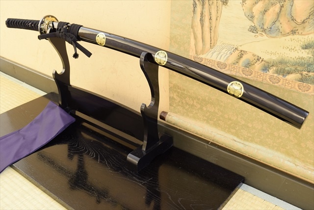 即納品 名物日光一文字 黒田如水佩刀 亜鉛合金刀身 刀袋付 高級模造刀