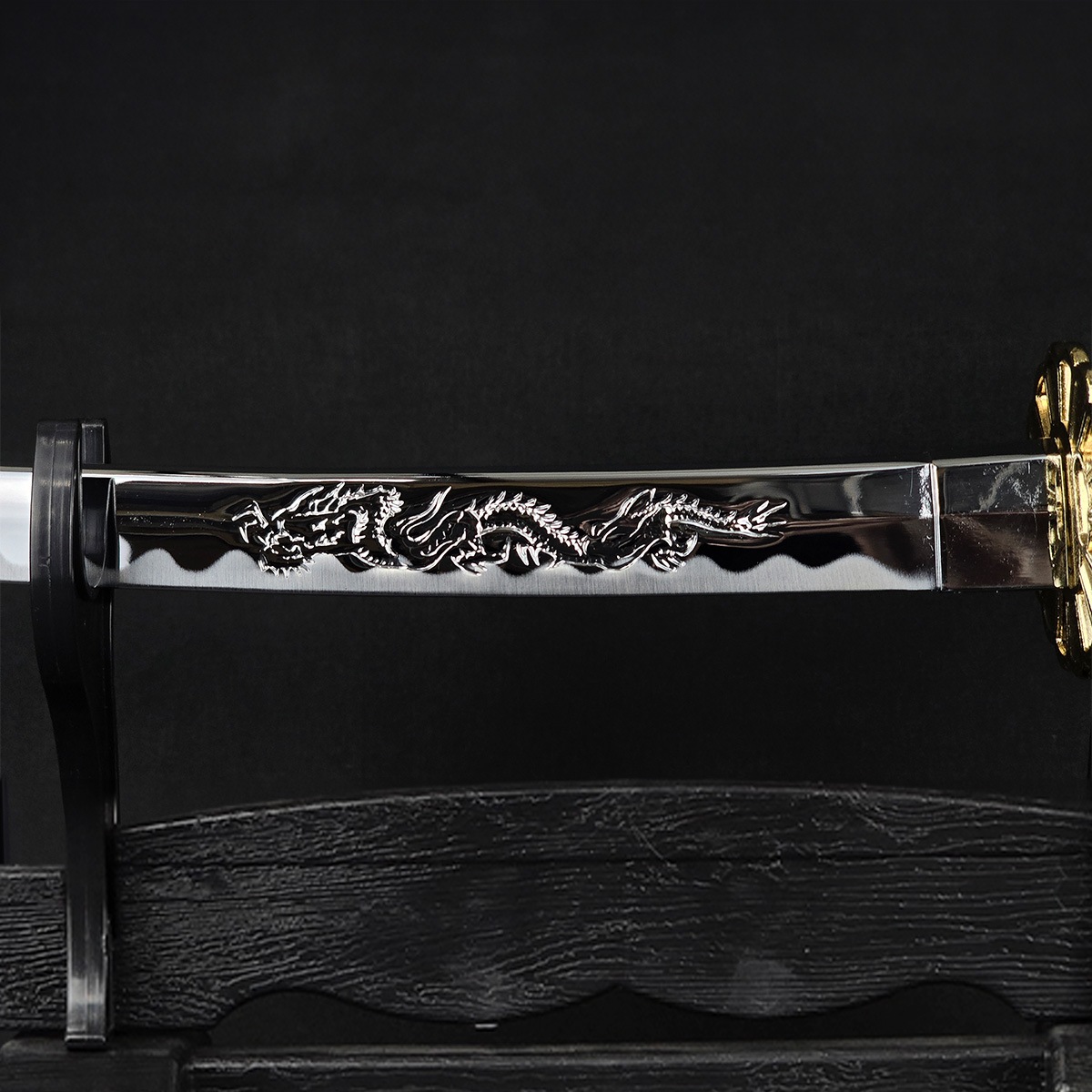 ミニミニ竜3点セット 彫金 青 刀掛台付 刀身竜彫 模造刀｜【公式