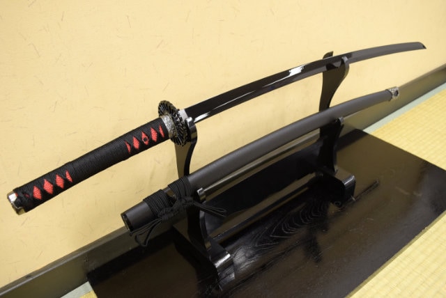 無地鉄鍔打刀 黒漆鞘 居合刀 美術刀 刀装具 模擬刀 日本刀 模造刀 鑑賞用