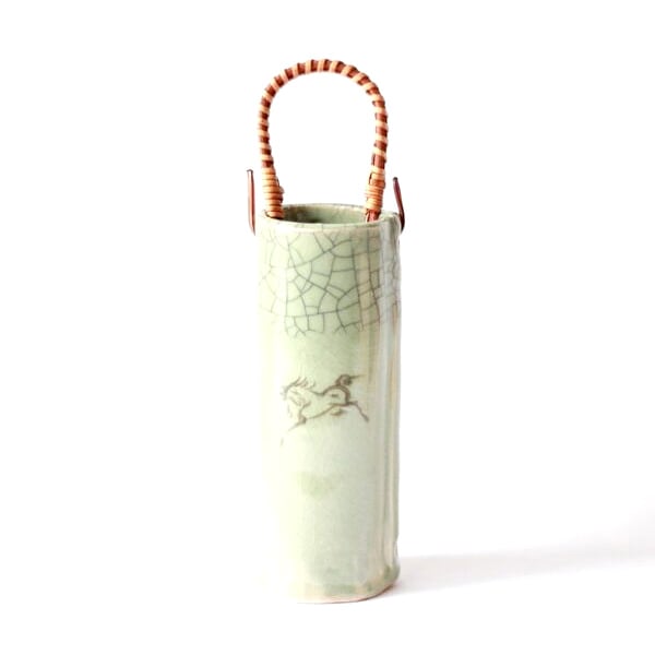 大堀相馬焼 松永窯 つる付き花瓶(青磁) | すべての商品 |福島県の伝統