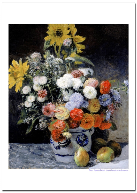 ルノワール 陶器の花瓶と花 ジクレーポスター