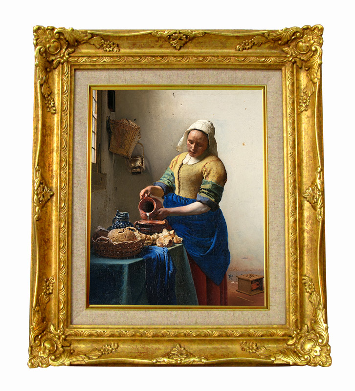 フェルメール 牛乳を注ぐ女 ジクレーキャンバス複製画 額装品