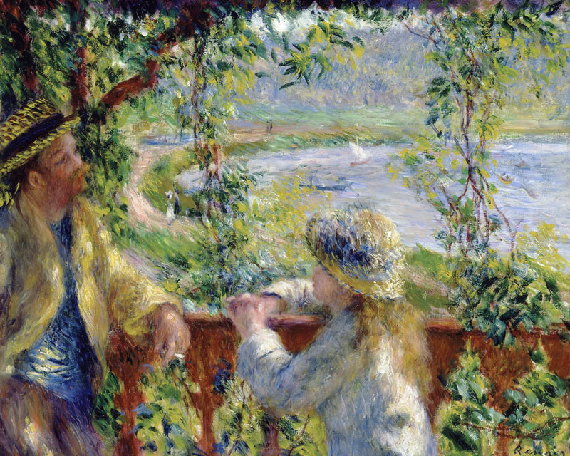 ルノワール 湖の傍で ジクレーキャンバス複製画 額装品