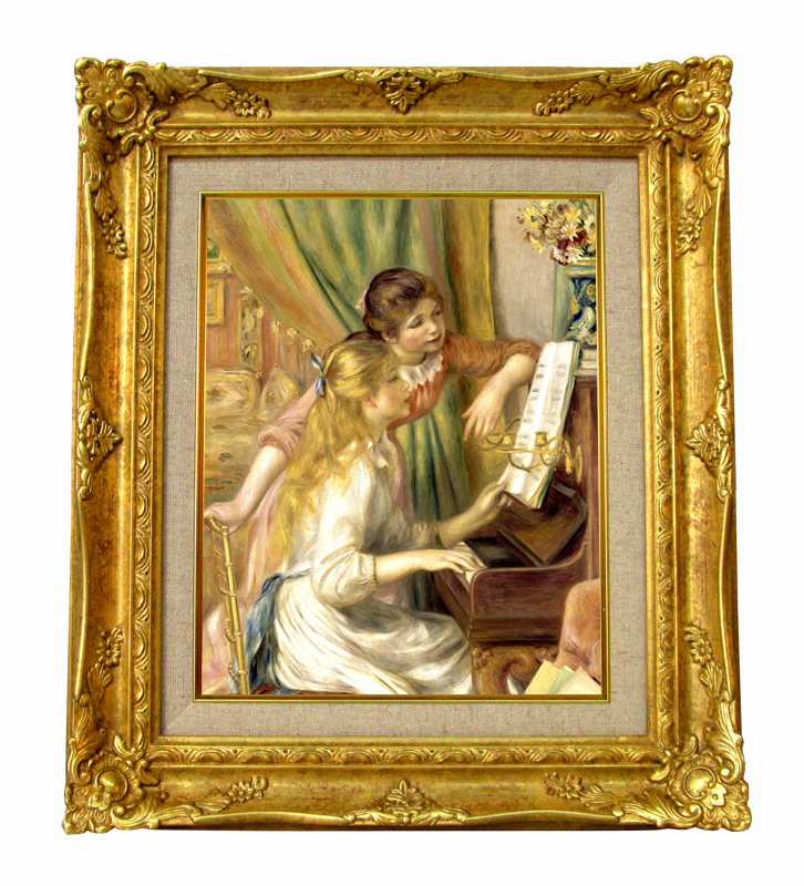 ルノワール ピアノを弾く二人の少女 ジクレーキャンバス複製画 額装品