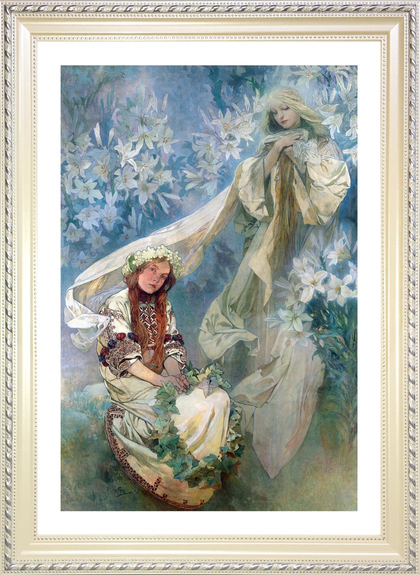 アルフォンス・ミュシャ ユリのマドンナ ジークレーポスター額装品