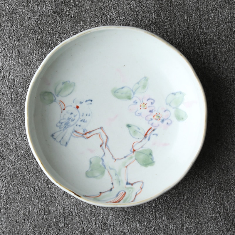 佐藤もも子｜色絵染付鳥花木文五寸輪花深丸皿 | 趣佳[syuca.jp