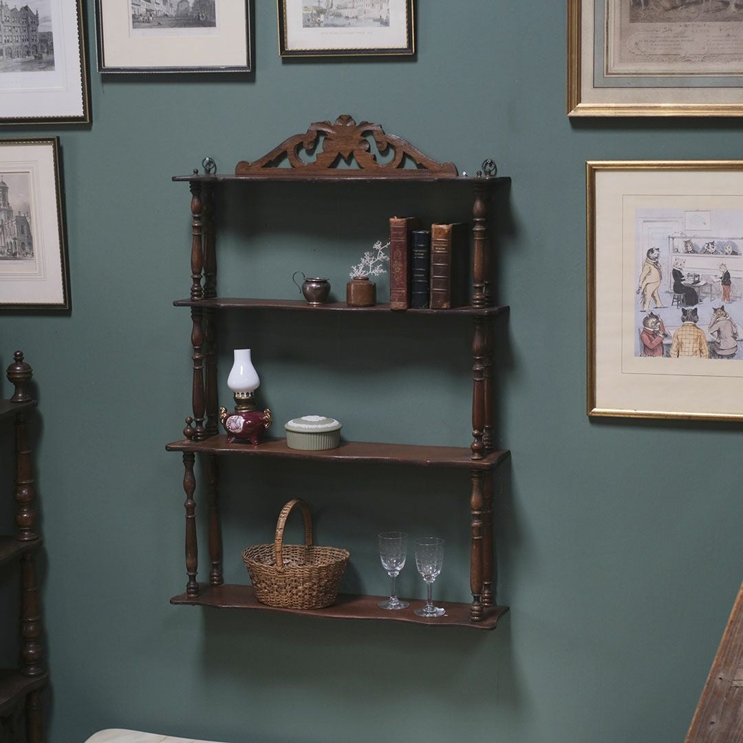 アンティーク ウォールシェルフ4段 フランス 壁掛け棚/アンティーク
