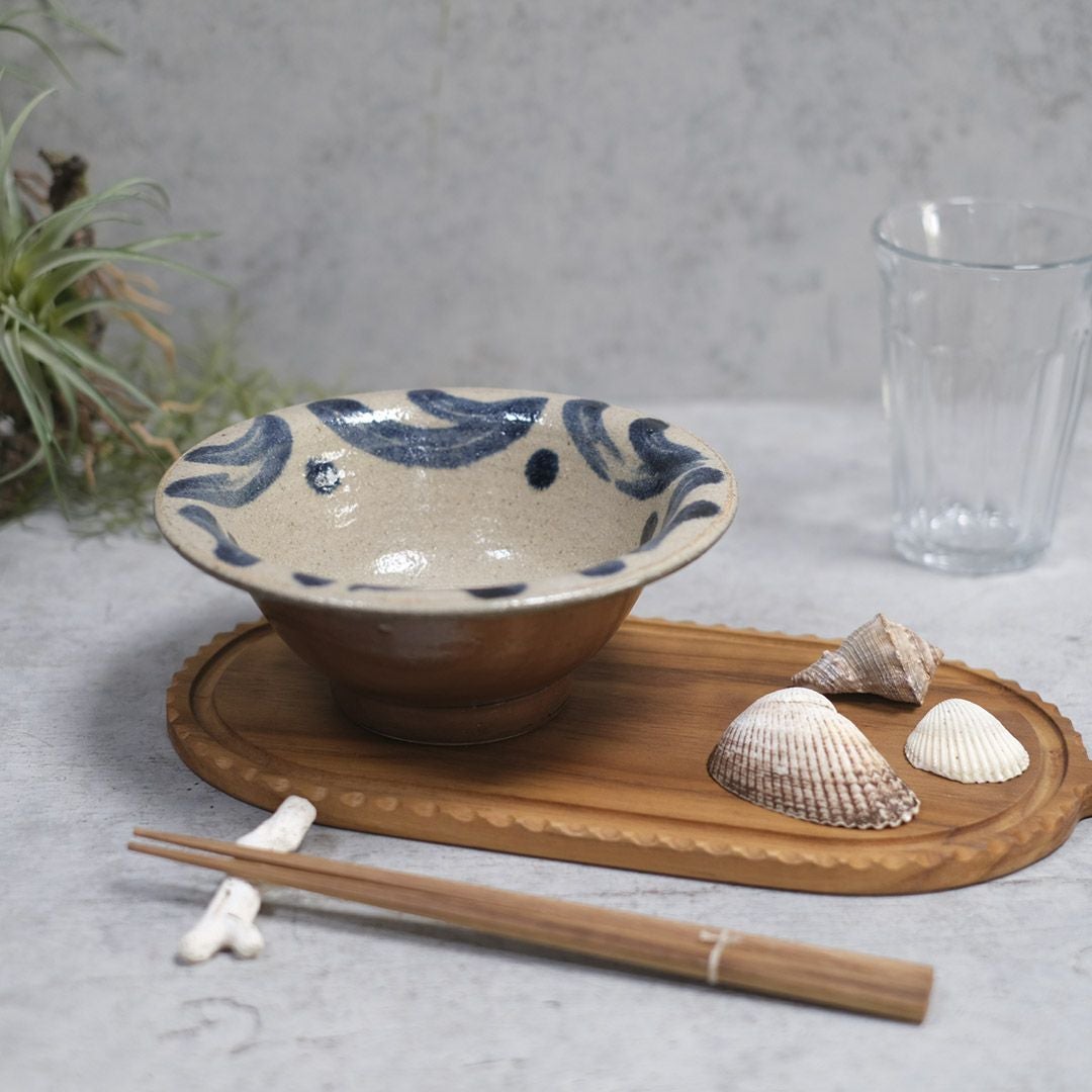 やちむん 沖縄 宮城正享 呉須唐草 7寸深皿 読谷村北窯 青 の通販