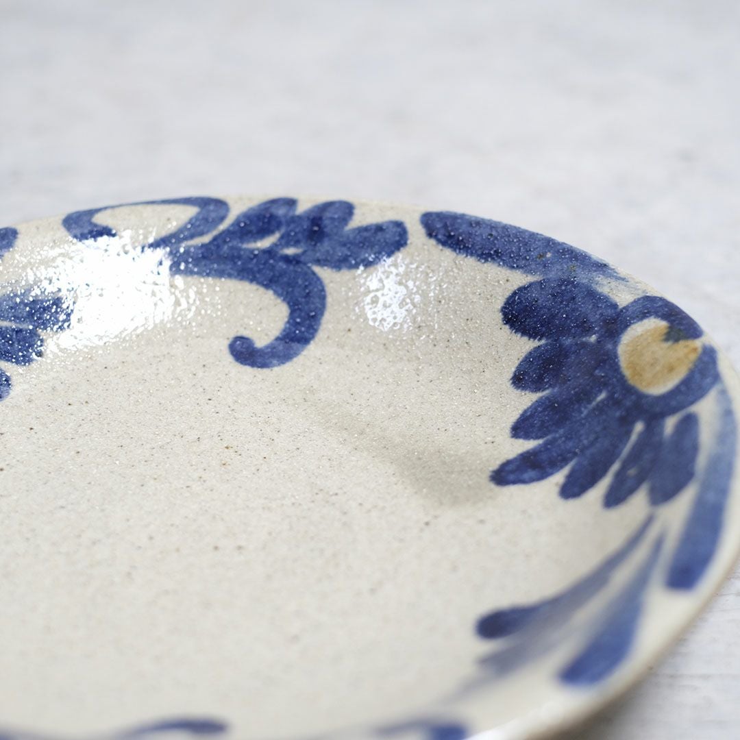 やちむん 沖縄 宮城正享 呉須唐草 7寸深皿 読谷村北窯 青 の通販