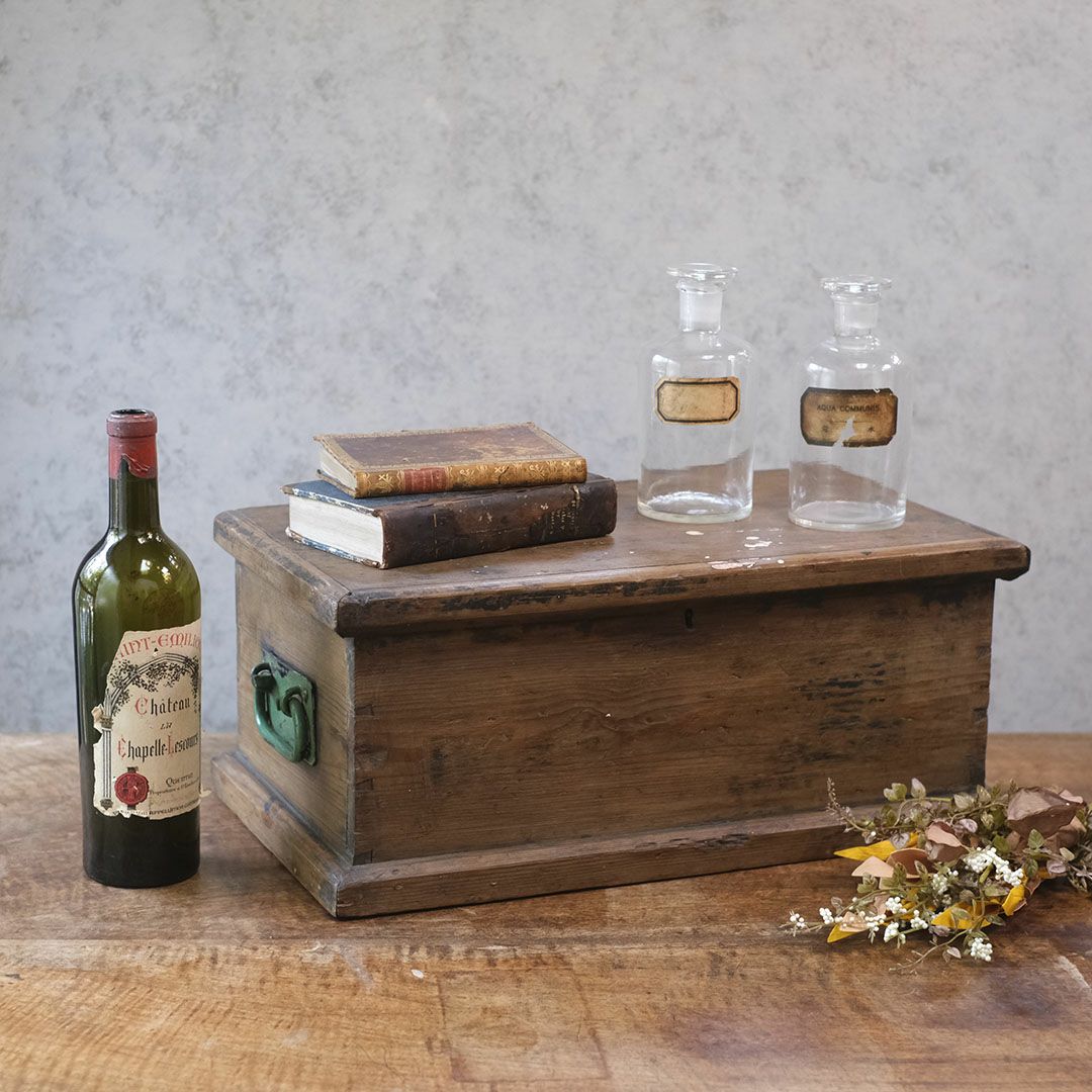 アンティークウッドボックス コンテナ 木箱 収納箱 イギリスの通販