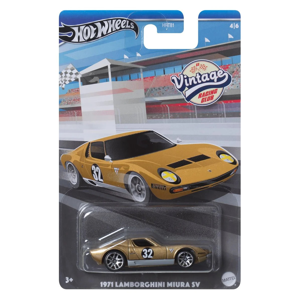 Hot Wheels Vintage Racing 2024 Mix 1 Vehicle '71 Lamborghini Miura