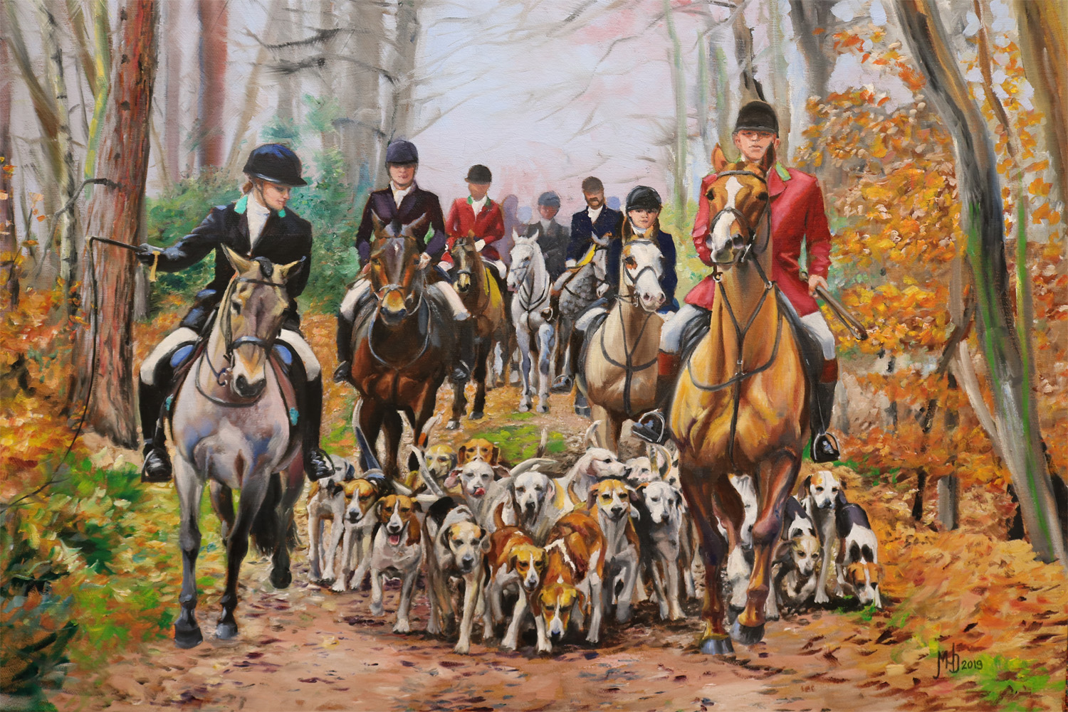Anticipation Original Foxhunting Oil Painting On Canvas by Martha