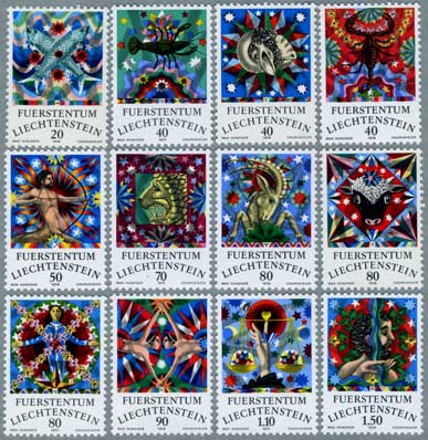 リヒテンシュタイン 1976-1978年12星座12種 - 趣味の切手専門店