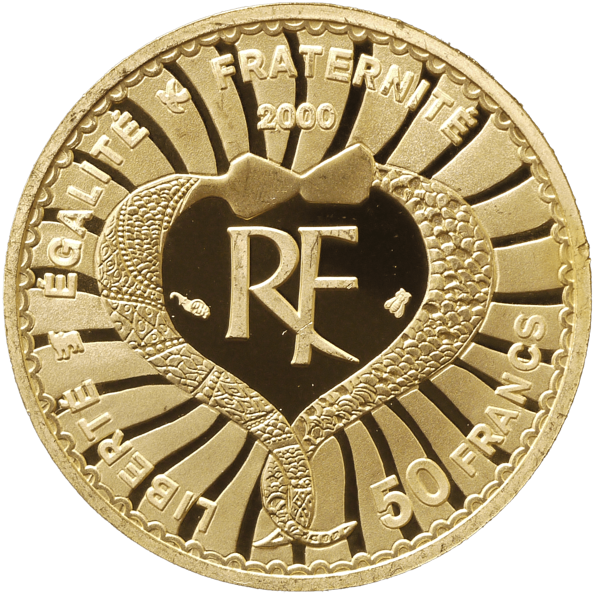 フランス 50フラン金貨 2000年 イヴ・サン＝ローラン パリ鋳｜NJ