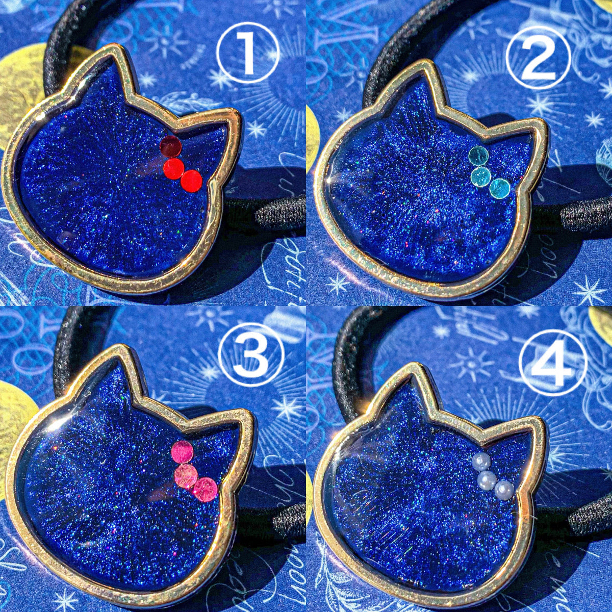 ねこ顔ヘアゴム お星様を耳飾りに 〜 – 宙フェス夜市