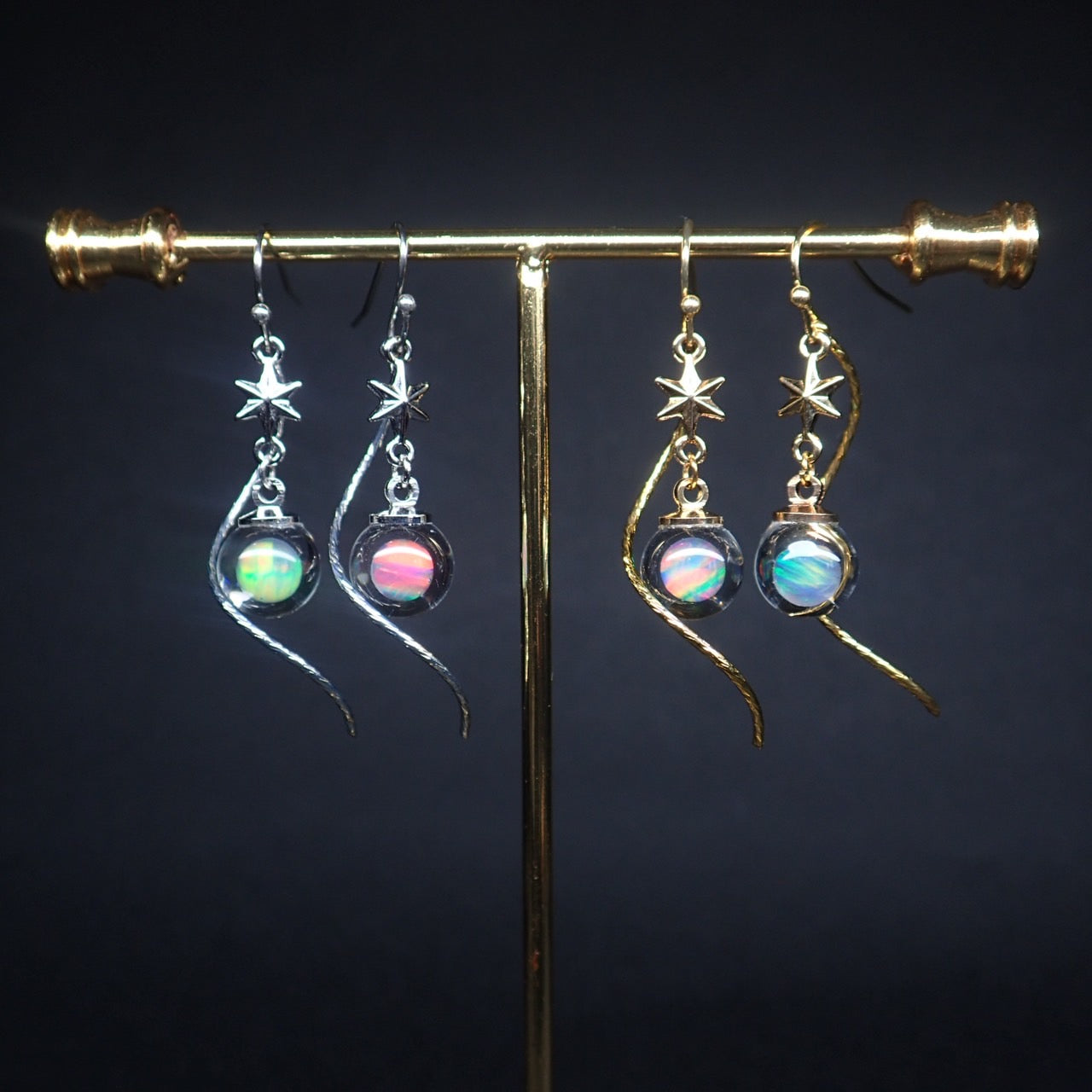 虹 -Star Rainbow- / オパールピアスorイヤリング / スパイラル ‐星