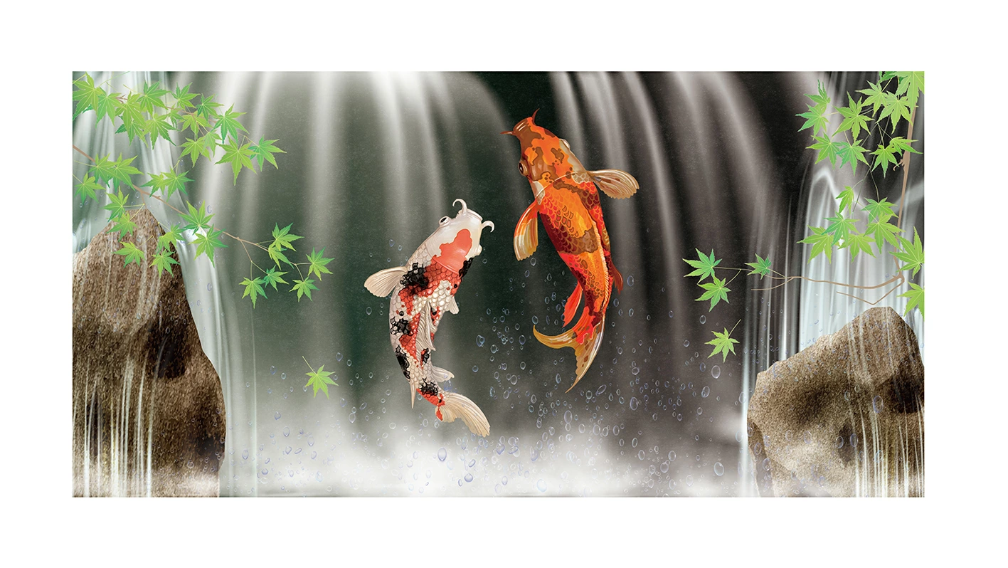 軽量デザイン屏風 7尺6曲 鯉の滝登り 日本製 | 和風インテリア【送料