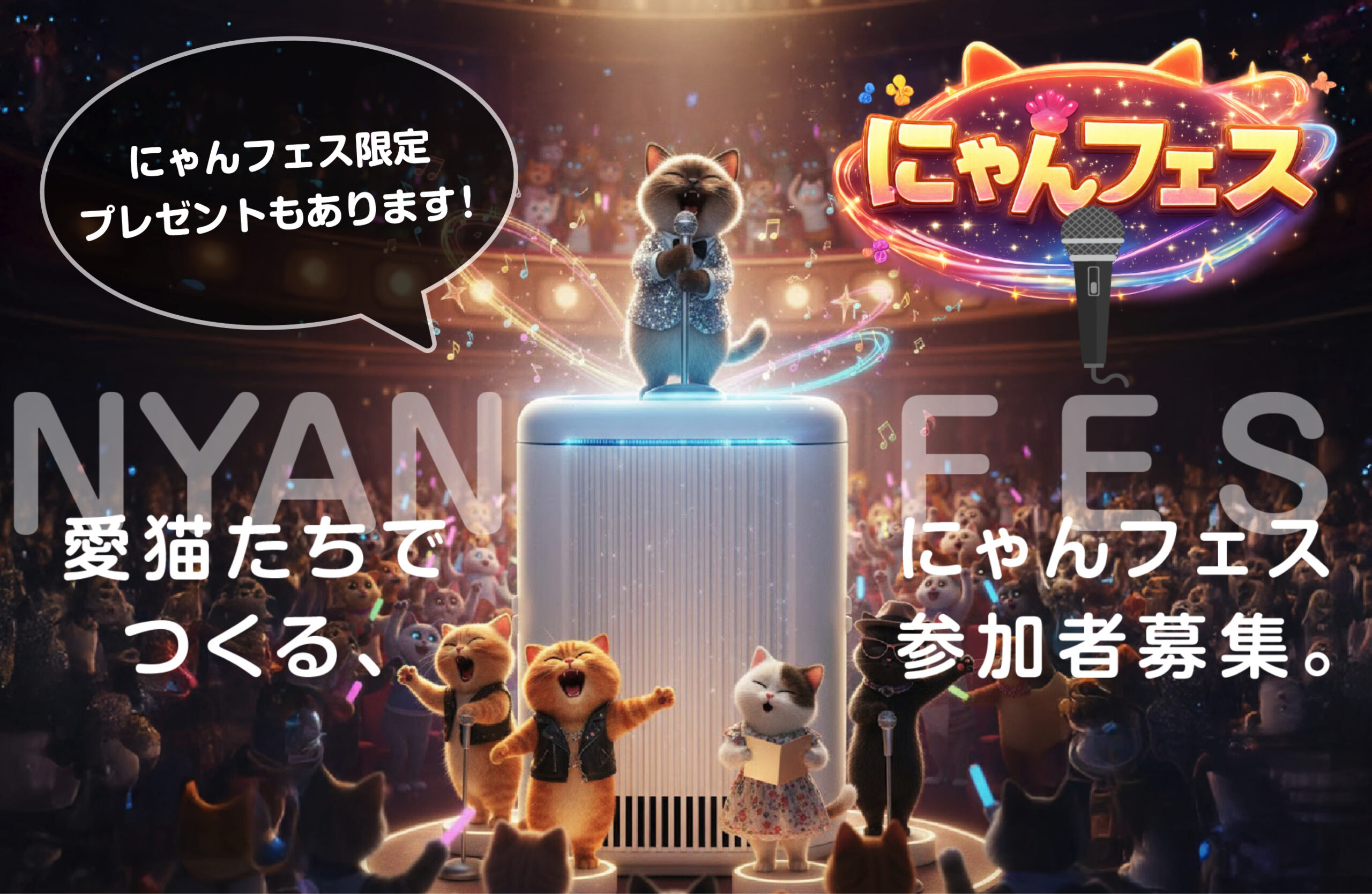 愛猫たちでつくる「にゃんフェス」参加者募集（WEB CMモデル募集中