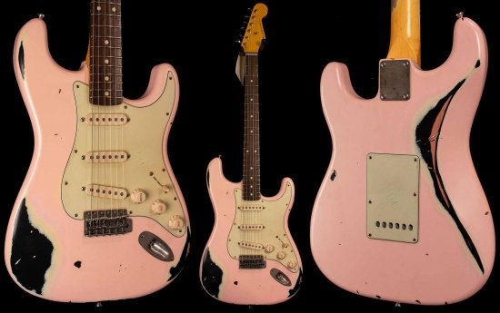 Nash Guitars S-63 Shell Pink Over Black Electric Guitar - Heavy