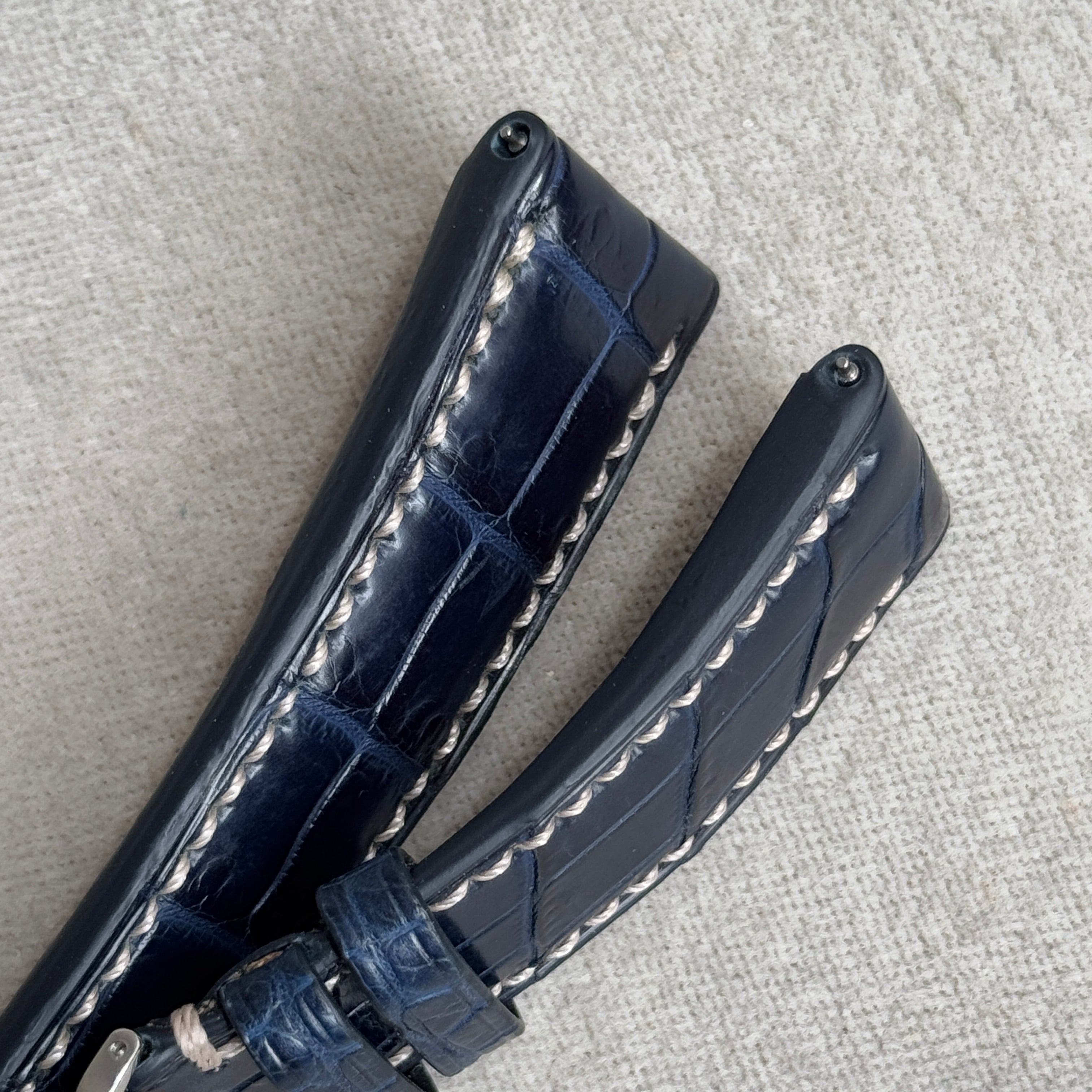 クロコダイル｜藍染｜片開きDバックル｜21-18mm – 松下庵