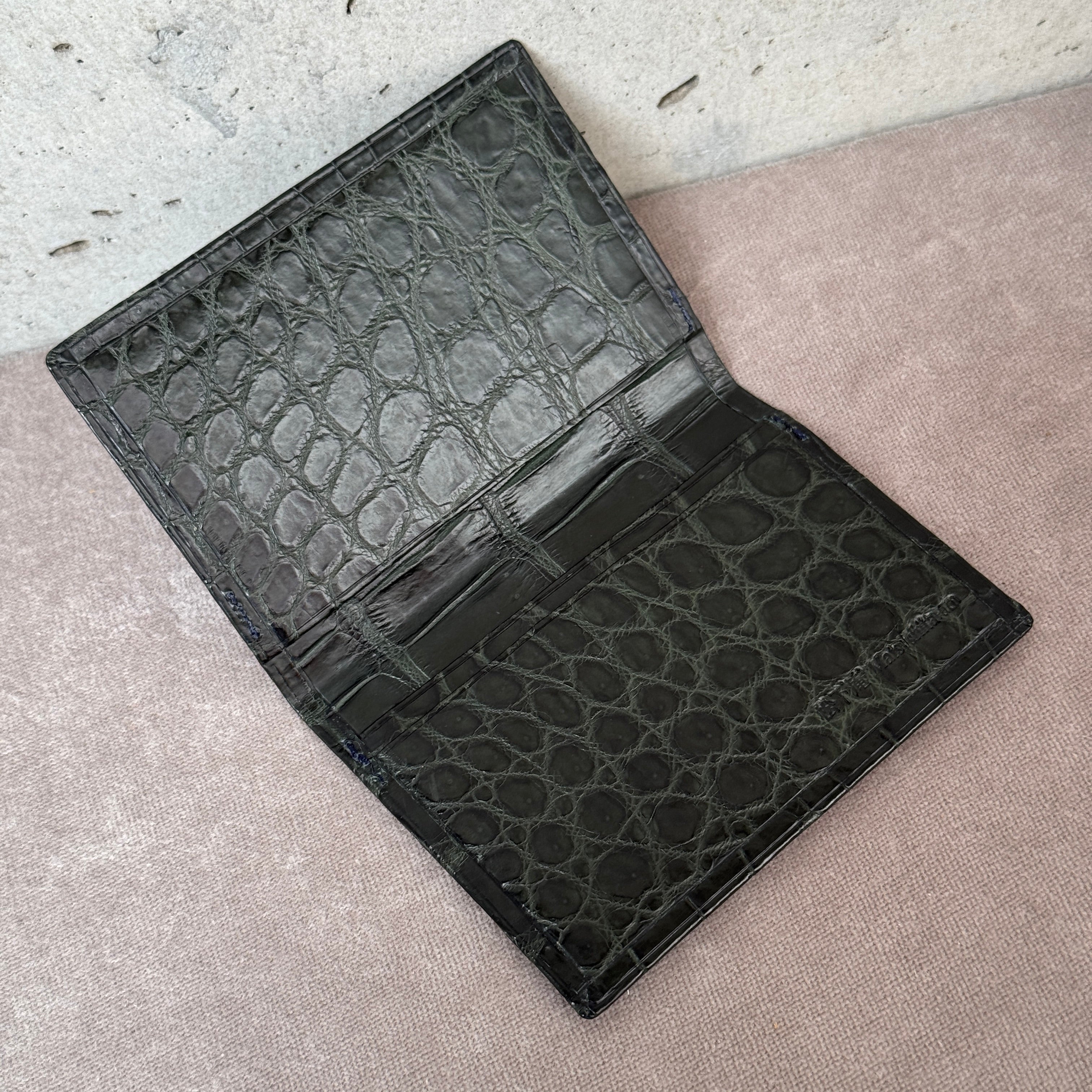 カードケース｜クロコダイル｜オール無双仕立て｜マットグリーン – 松下庵