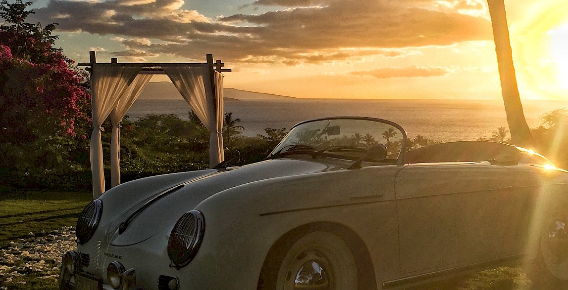 Lani: Classic Ivory 1957 Porsche 356 Speedster reproduction • Maui