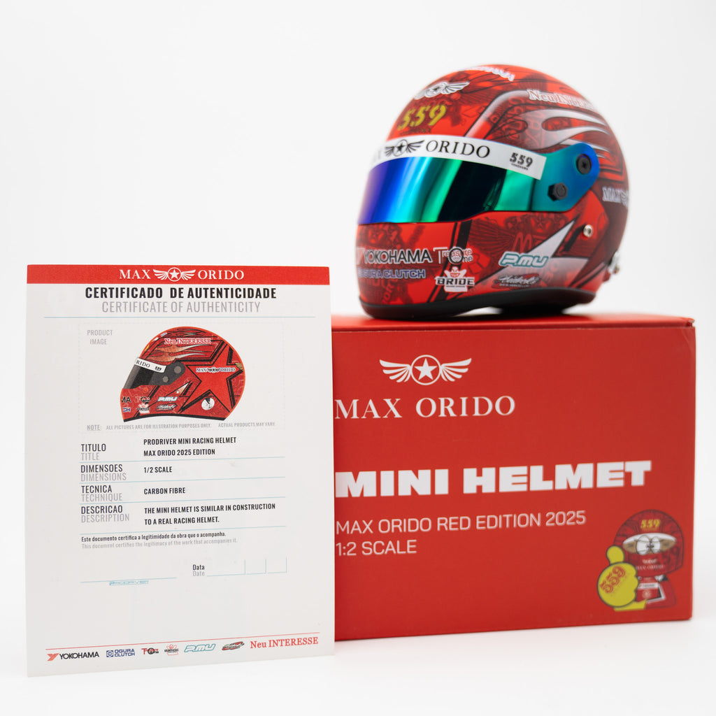 Max Orido Mini Helmet 1:2 Scale RED Edition 2025 (Carbon Fiber