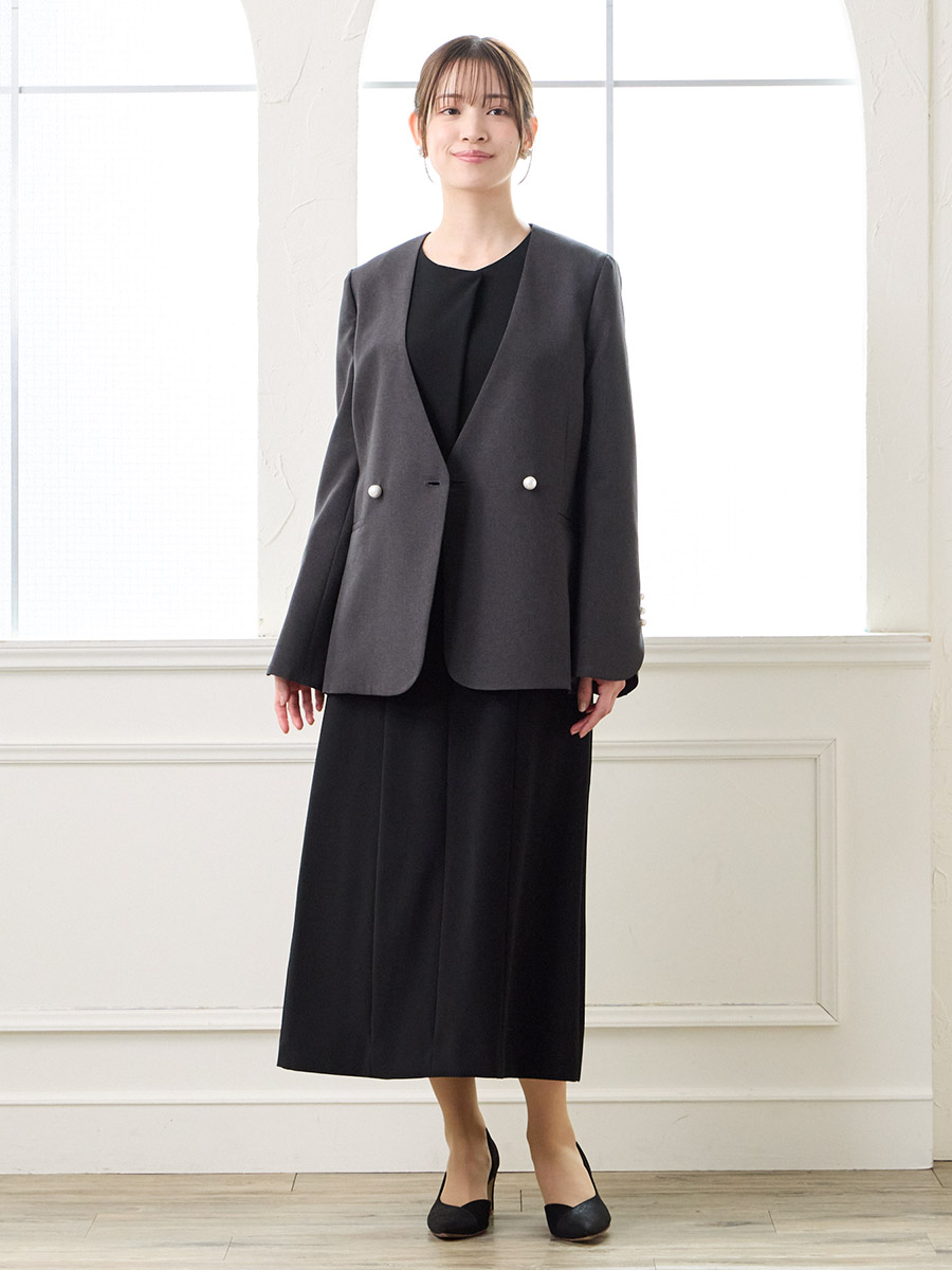 WEB限定】【洗える・マシンウォッシャブル】セミフレアスリーブノー