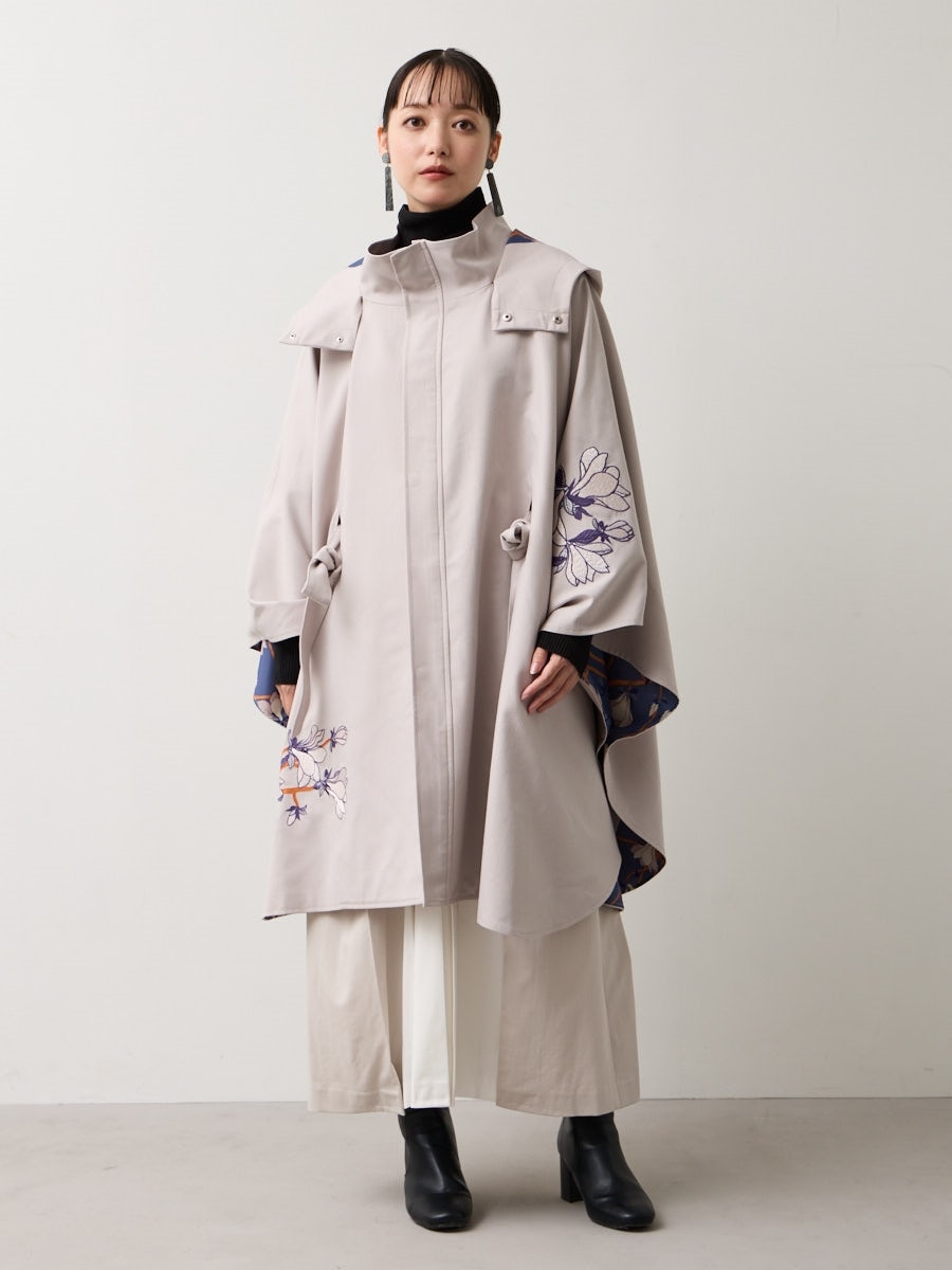 籠木蓮刺繍冬ケープ(FREE グレージュ): ふりふ ｜ミマツグループ