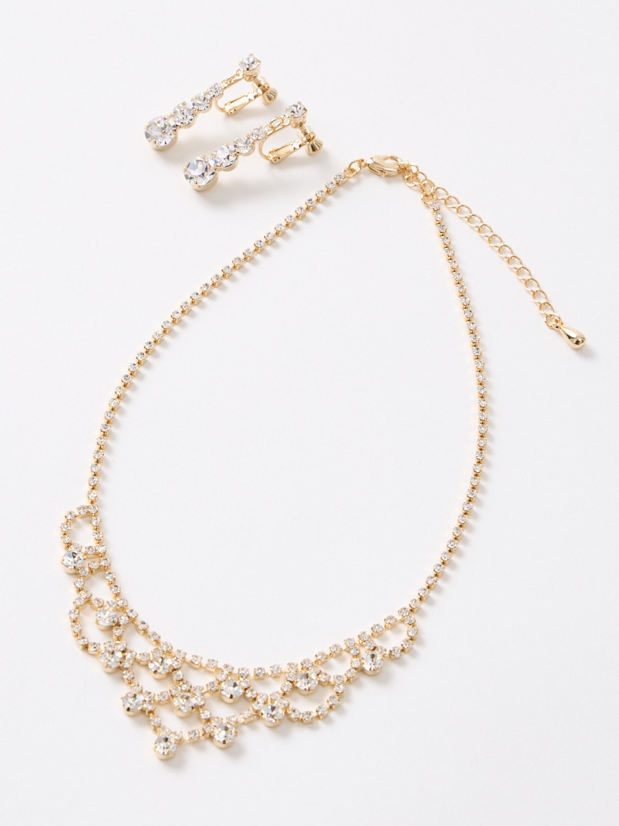 レースモチーフクリスタルネックレスセット(FREE ゴールド): AIMER