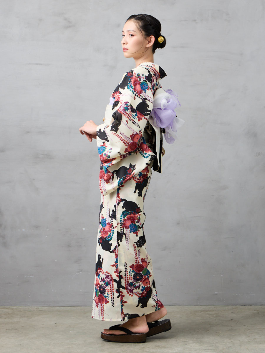 浴衣単品「 夜空猫 」(FREE パープル): ふりふ ｜ミマツグループ