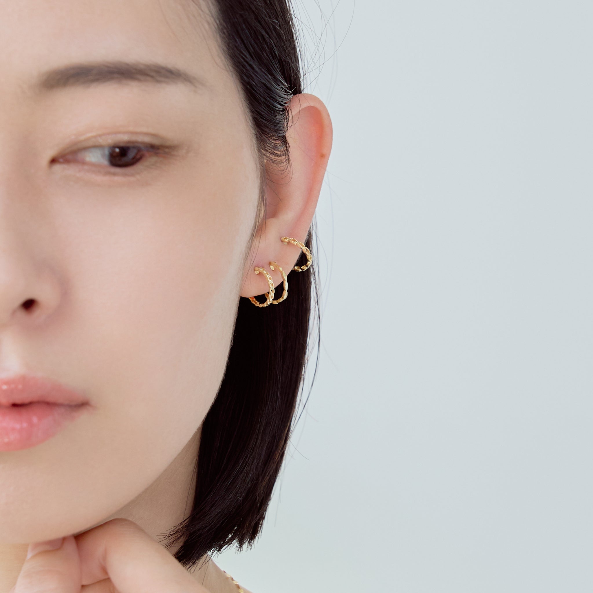 K10 フープイヤリング ネジ式（03）（YG/WG）- me.（エムイードット）