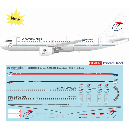Airbus A319-100 Eurowings (1998) Decal – Memodec