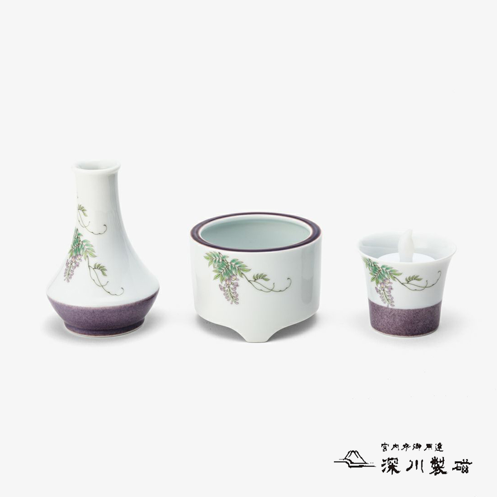 深川製磁製 三具足『柴藤』仏具3点セット | 【公式】メモリアアレカ