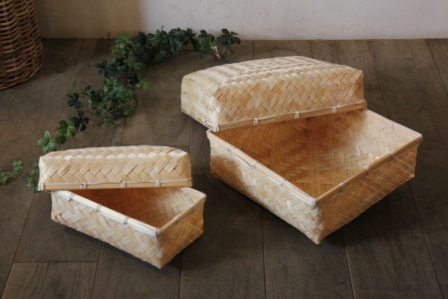 かご・バスケット・雑貨 - menui | 竹の行李籠 蓋付きのボックスタイプ