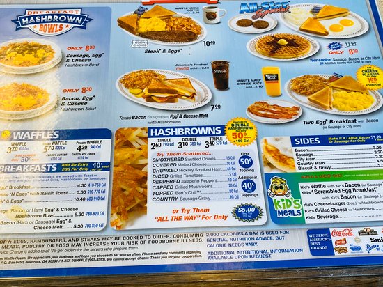 Waffle House Menu. - Picture of Waffle House, Kissimmee - Tripadvisor