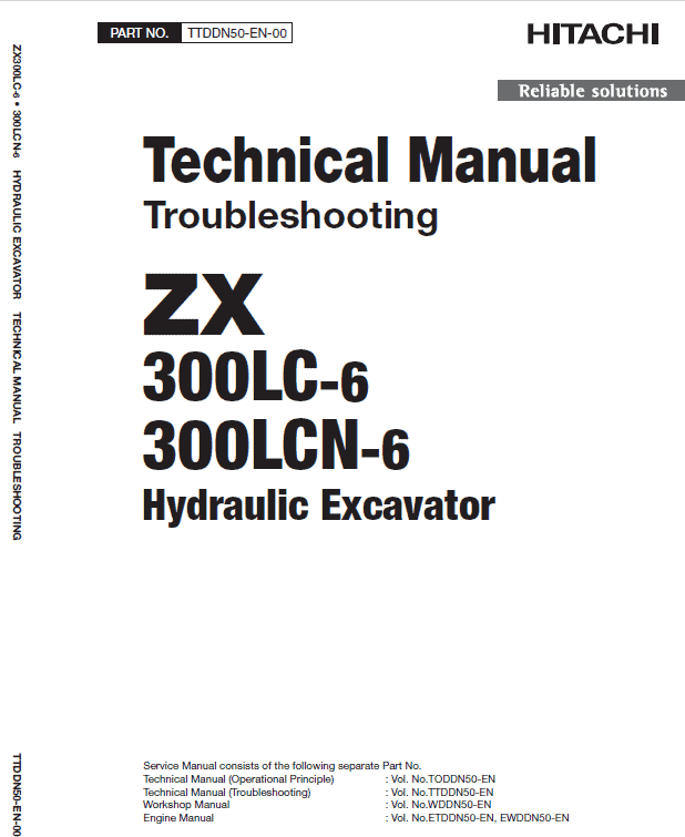 Hitachi ZX330LC-6 and ZX300LCN-6 ZAXIS Excavator Repair Manual