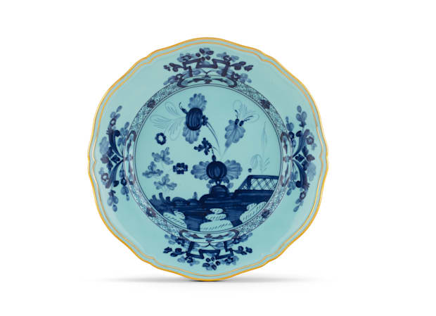 Iris blue flat plate in porcelain | GINORI 1735