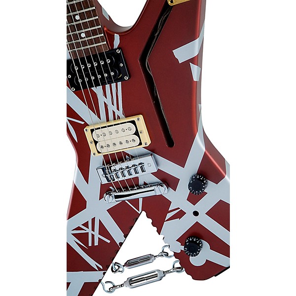 EVH Striped Shark Electric Guitar Burgundy Red and Silver | Guitar