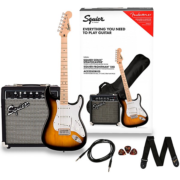 Squier Sonic Stratocaster Electric Guitar Pack With Frontman 10G