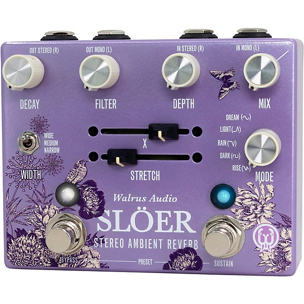 Walrus Audio SLOER Stereo Ambient Reverb Effects Pedal Floral