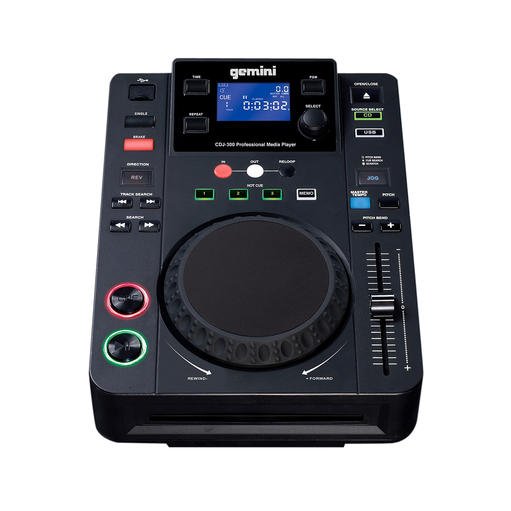 Open Box Gemini CDJ-300 Tabletop MP3/CD/USB Deck Regular