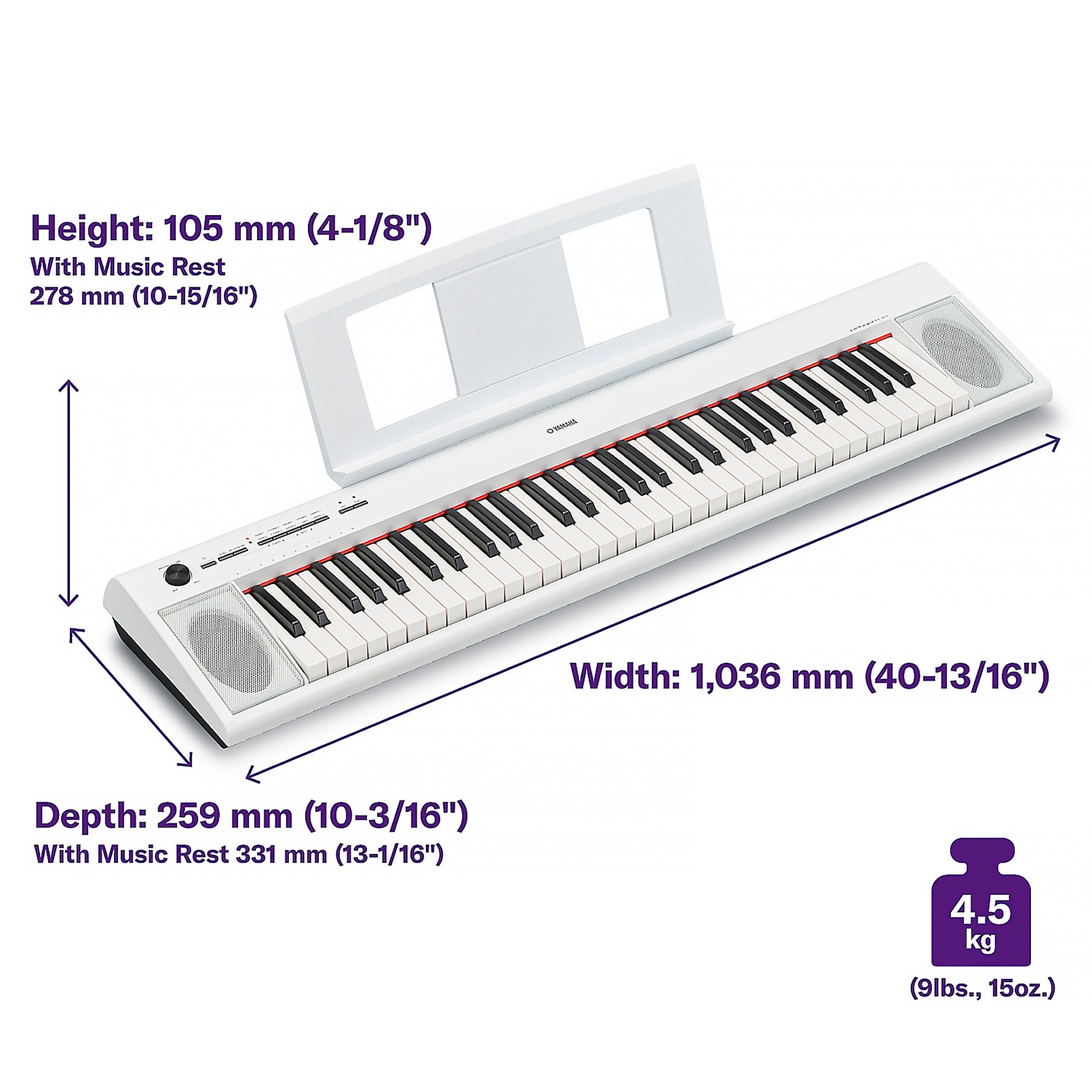 Yamaha Piaggero NP-12 61-Key Portable Keyboard With Power Adapter