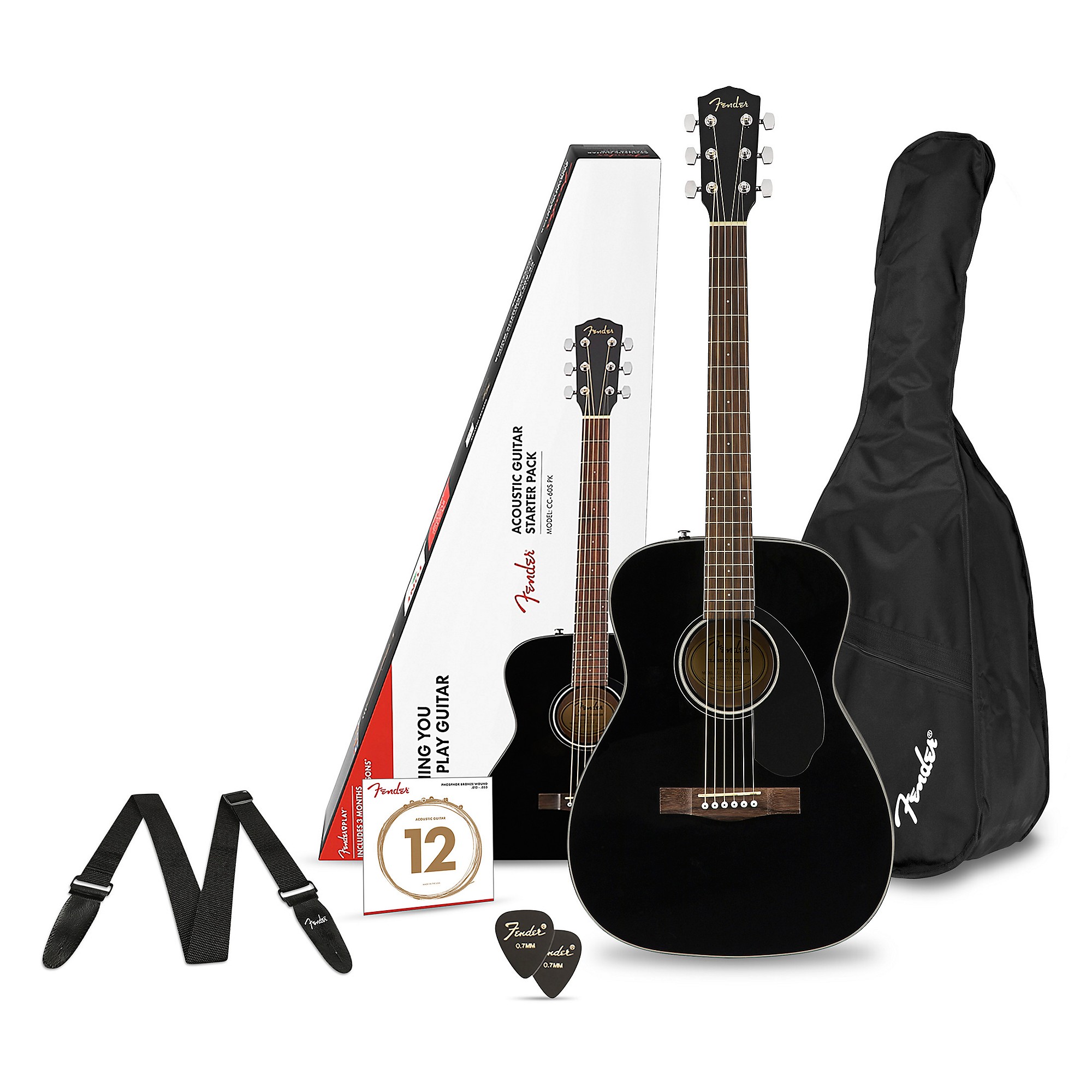 Fender CC-60S Concert Acoustic Guitar Pack Black | Guitar Center