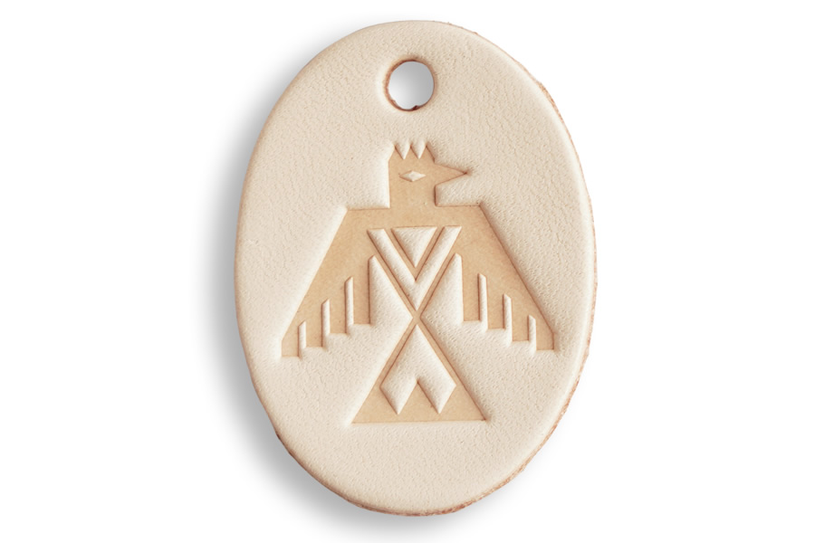 革タグ（オーバル）＜オルテガ柄TBD01＞LCサドルレザー・スタンダード