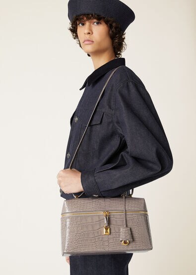 Extra Bag L27 Alligator Leather PUDDLE GREY/SUN GOLD | Shoulder