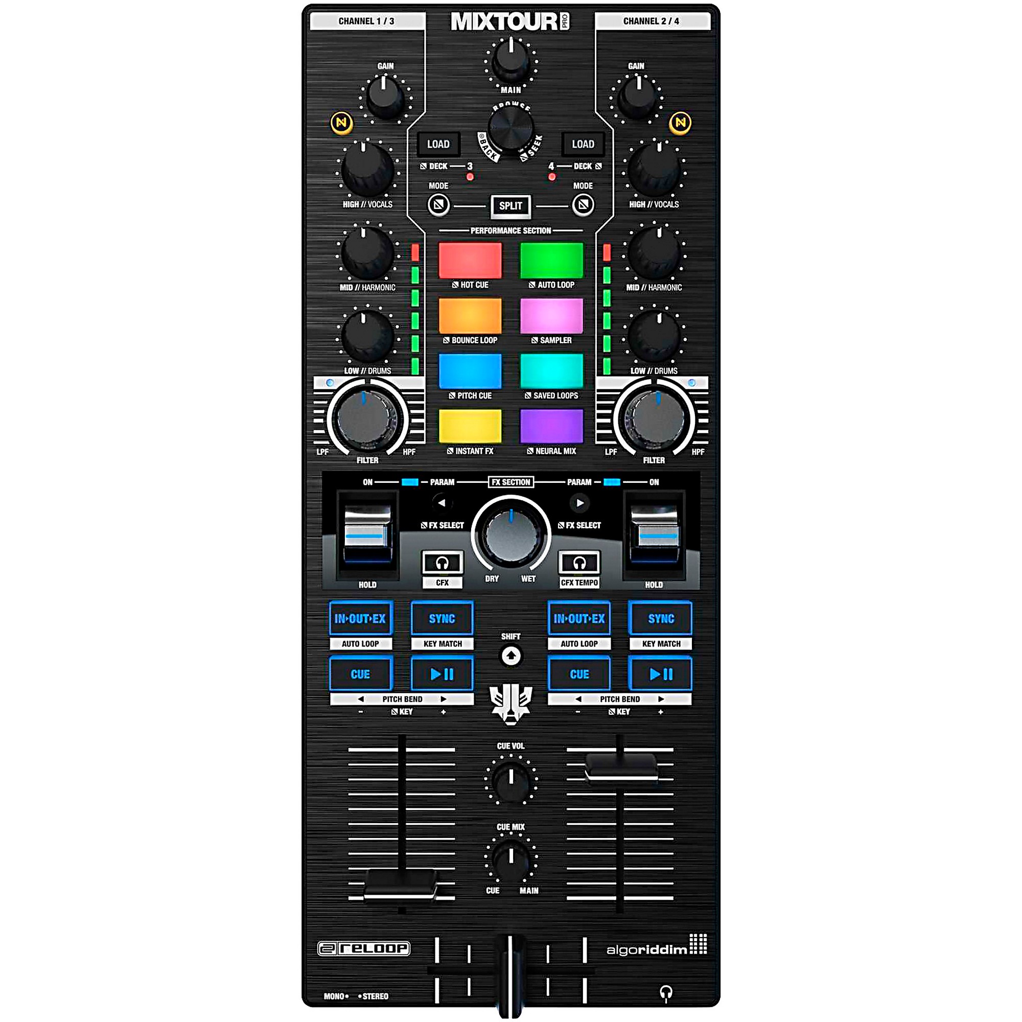Reloop Reloop Mixtour Pro Portable 4-Deck DJ Controller | Music & Arts