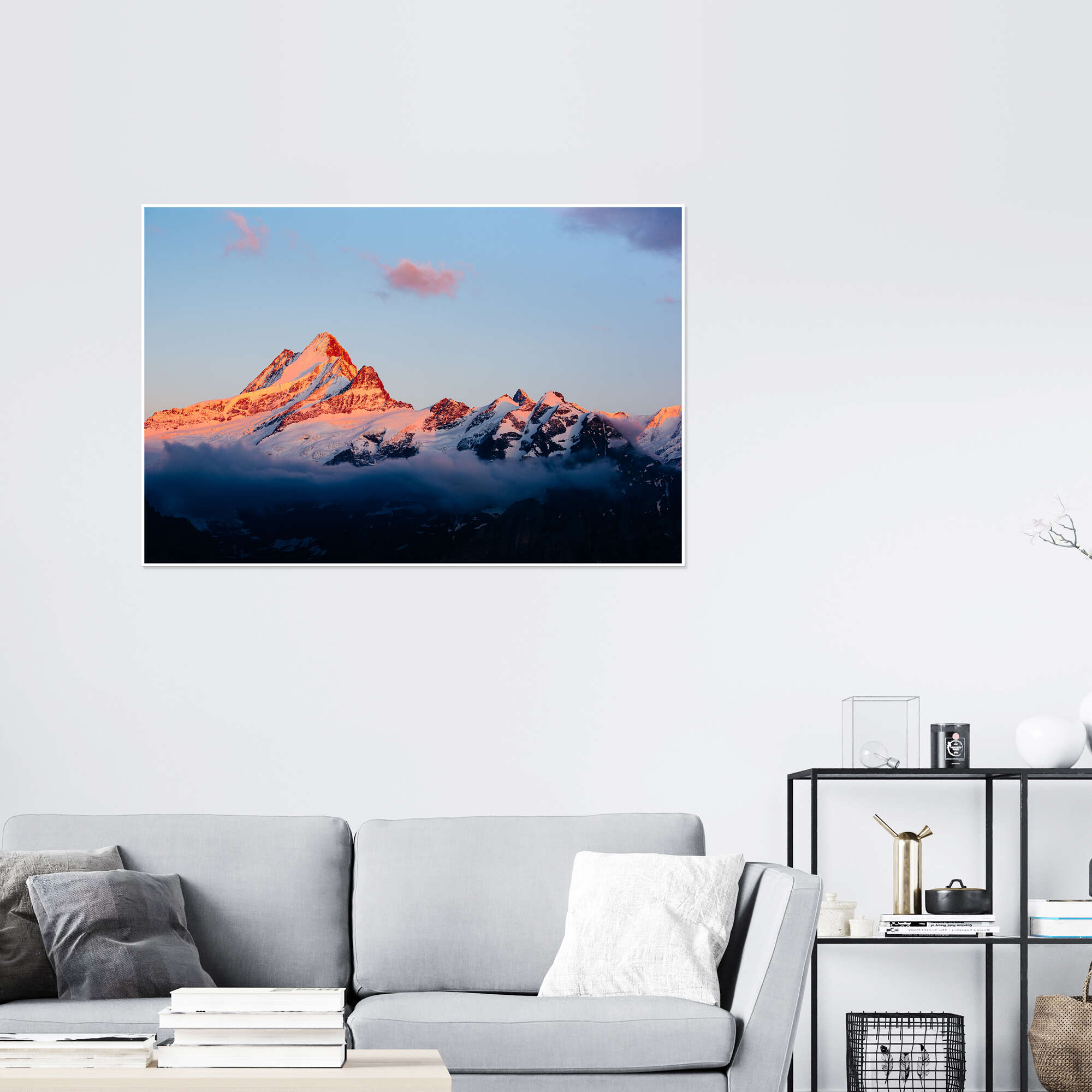 Schreckhorn alpen glow at sunset View from First, Grindelwald