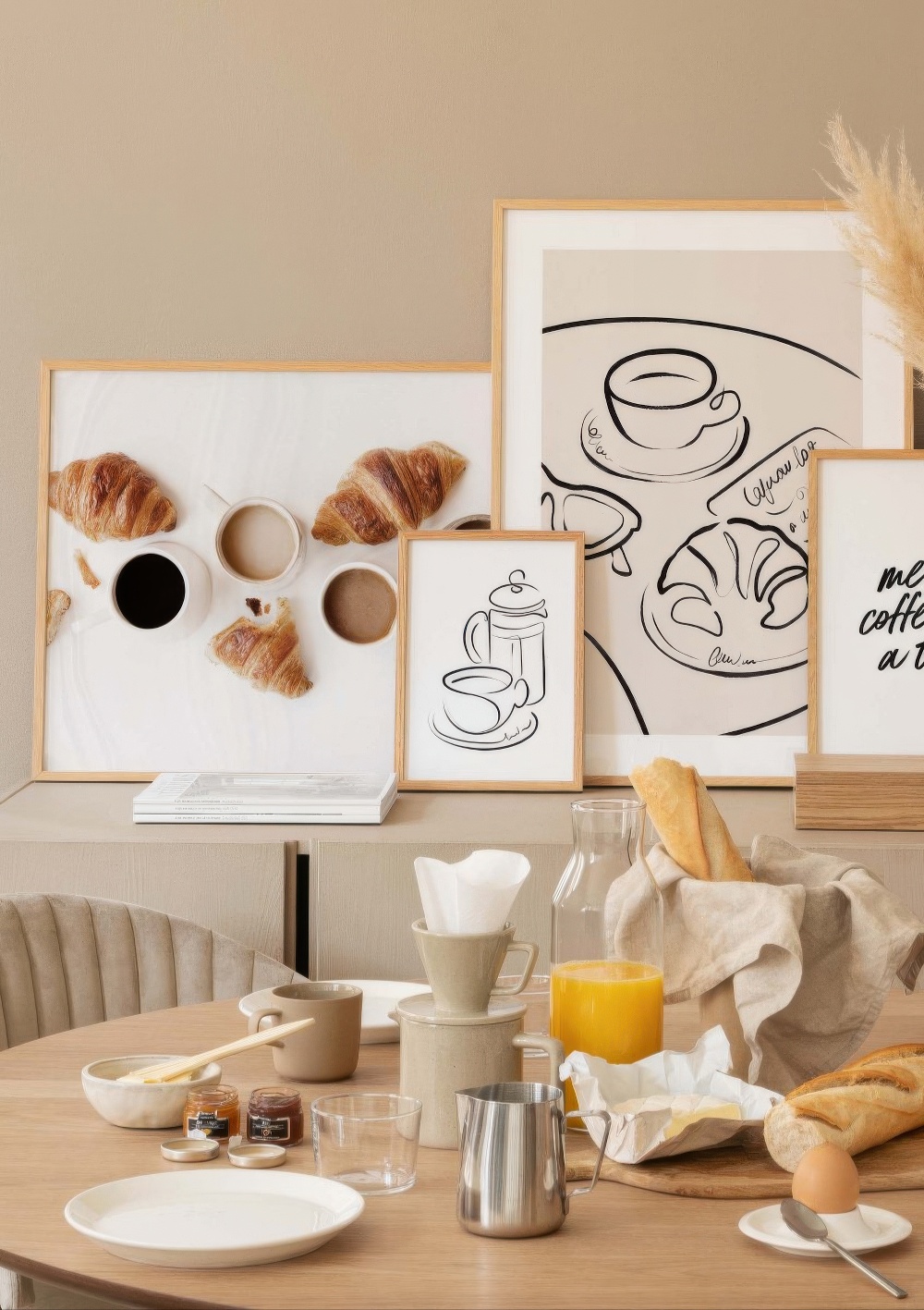 コーヒーとクロワッサンの朝食フォトポスター | Poster Store JP